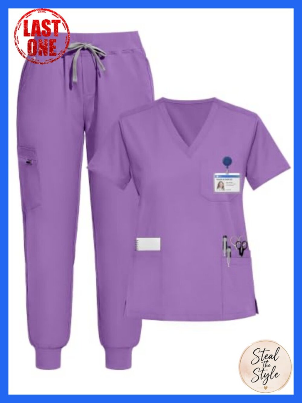 Women's Scrubs Set V-Neck Jogger Medical Uniform